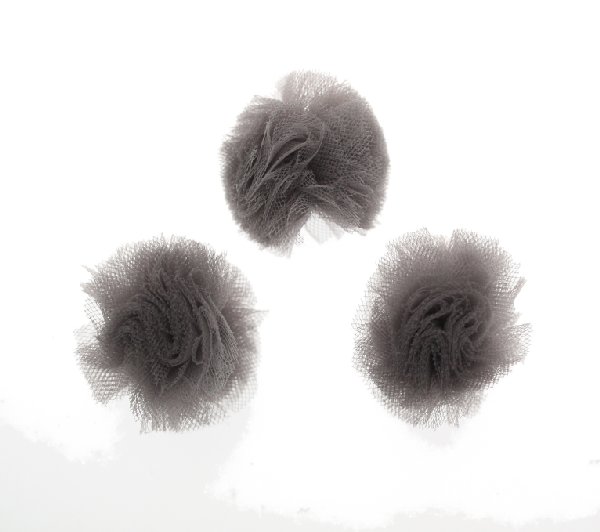 Pon Pon, in tulle, tondo, diametro 30 mm., colore GRIGIO