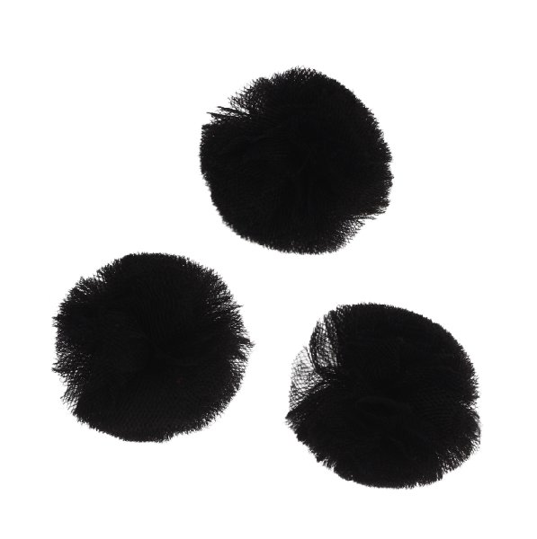 Pon Pon, in tulle, tondo, diametro 30 mm., colore NERO