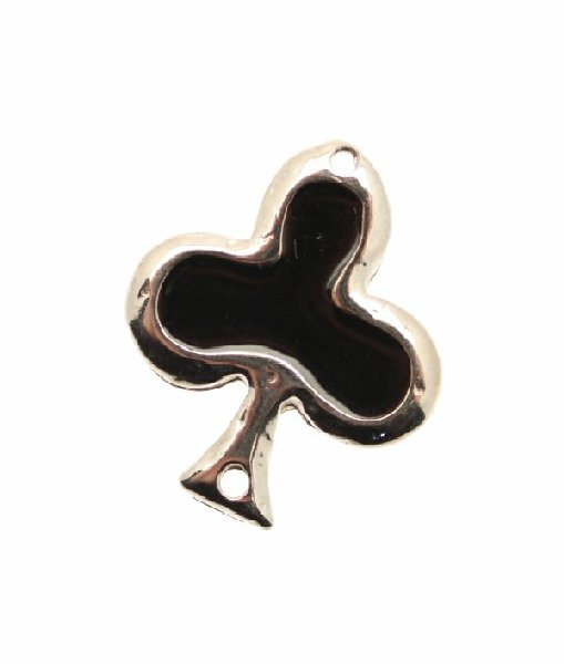 Ciondolo smaltato a forma di "Fiori" elemento da carte da gioco, 2 fori, 25 mm. Base Argentato Rodio