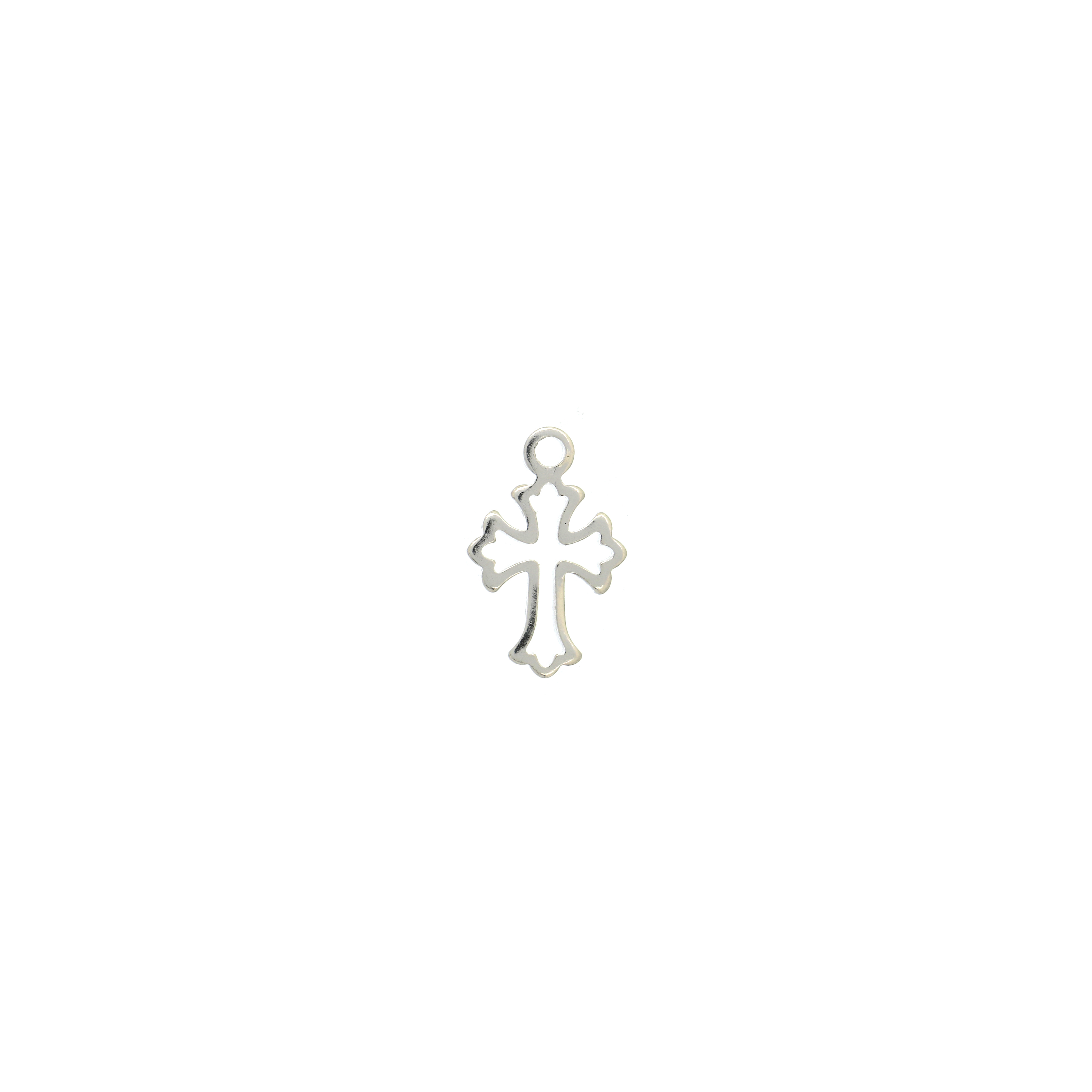Ciondolo a forma di croce, piccola e traforata, 11x7 mm., in Argento 925