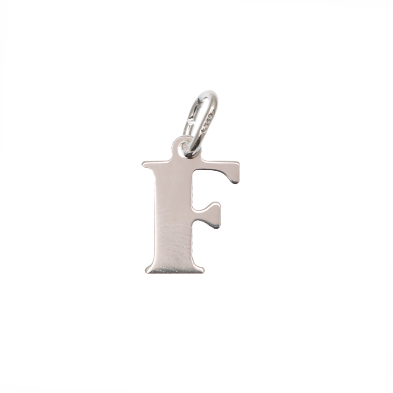  Ciondolo a forma di lettera "F", 9x14 mm., in Argento Lucido 925