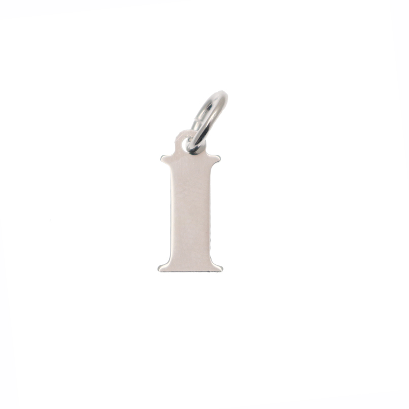  Ciondolo a forma di lettera "I", 6x14 mm., in Argento Lucido 925