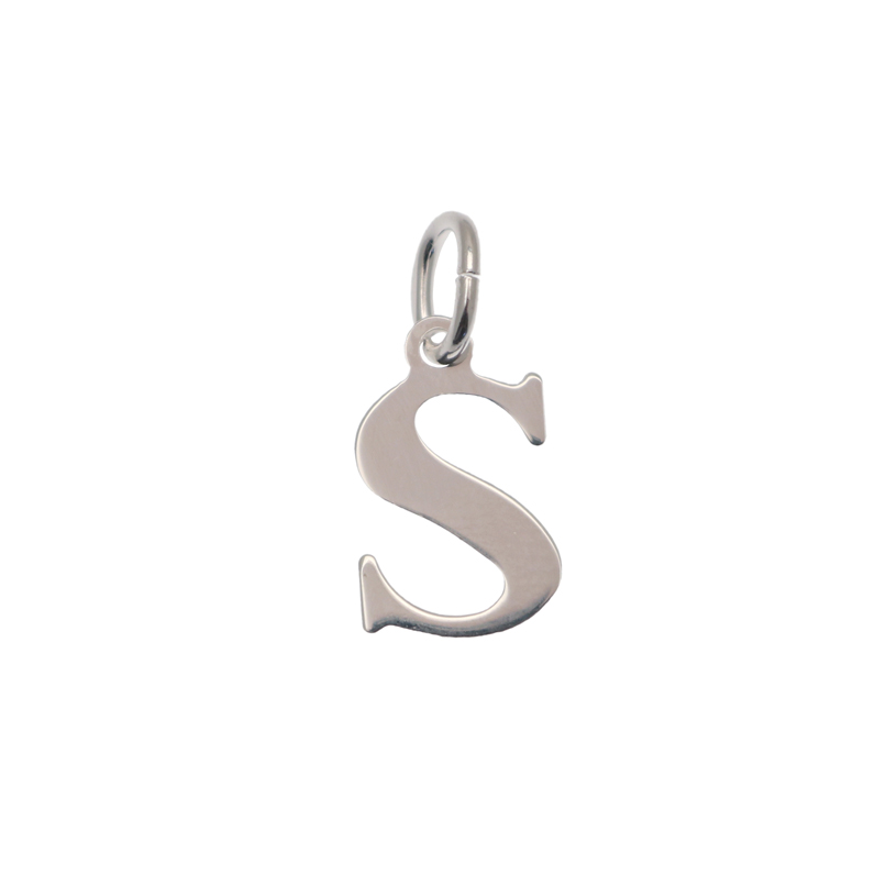  Ciondolo a forma di lettera "S", 9x14 mm., in Argento Lucido 925