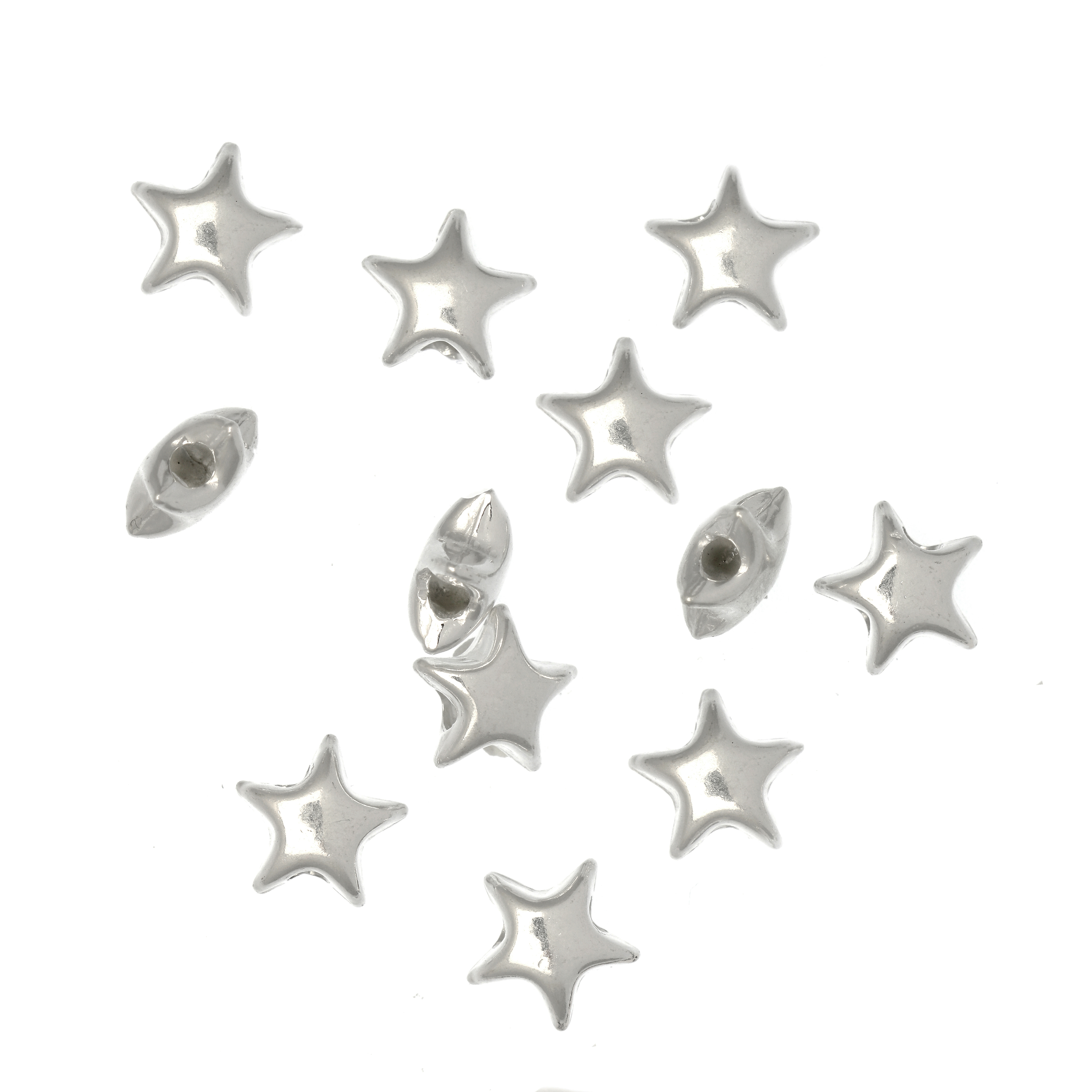 Distanziatore a forma di stella liscia, 8x8 mm. in Argento 925