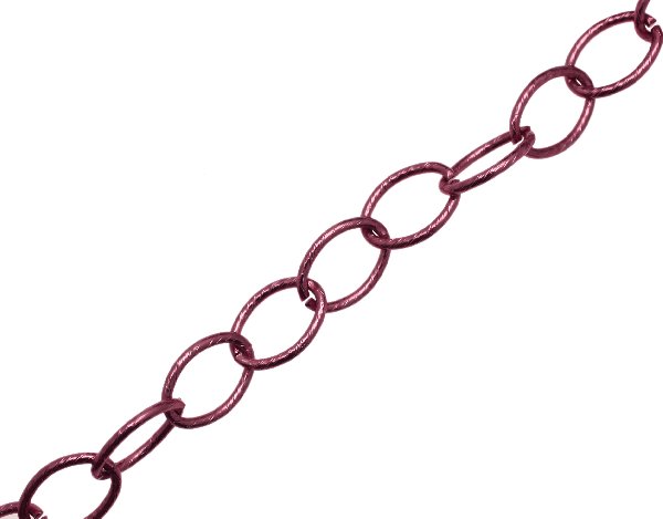 Catena ovale zigrinata, in alluminio, dimensione anello 20x12 mm.