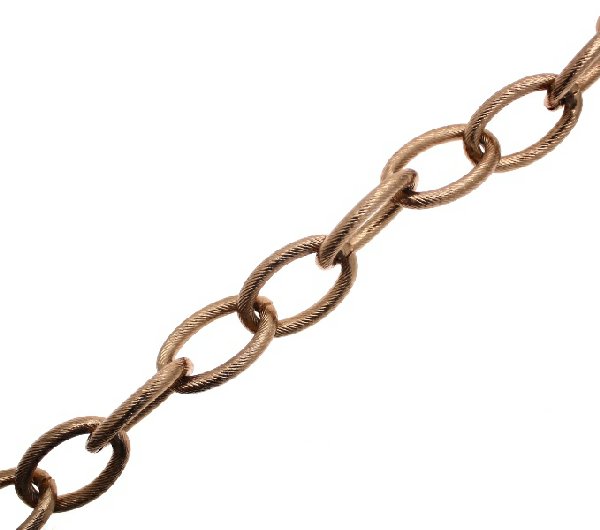 Catena ovale zigrinata, in alluminio, dimensione anello 30x19 mm.