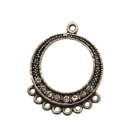 Cerchio per orecchino, con strass nel contorno, largo 24 mm., lungo 30 mm.