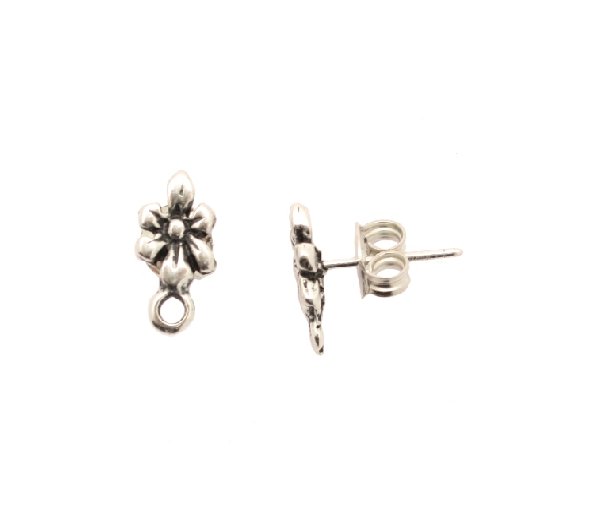 Perno a forma di fiore a sei petali, 7x13 mm., con un anellino chiuso sotto, CONF.2 PZ