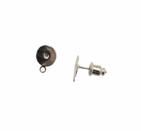 Perno tondo piatto liscio da incollo, diametro 8 mm., con un anellino chiuso sotto, CONF.2 PZ