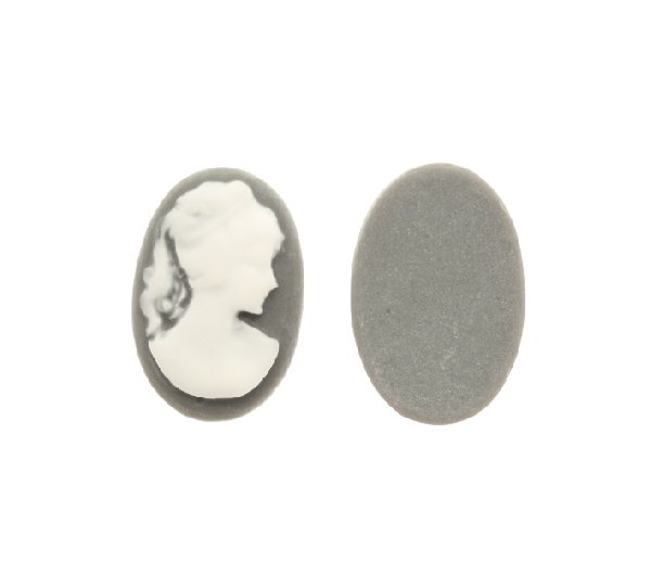 Cabochon a cameo ovale in resina, da incollo, color Grigio