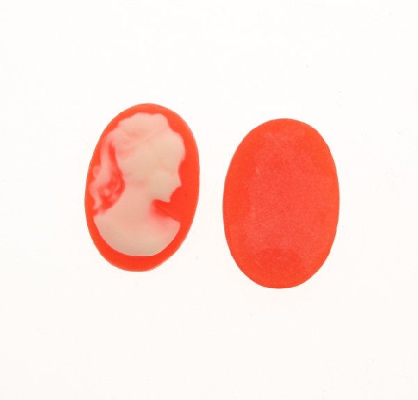 Cabochon a cameo ovale in resina, da incollo, color Rosso