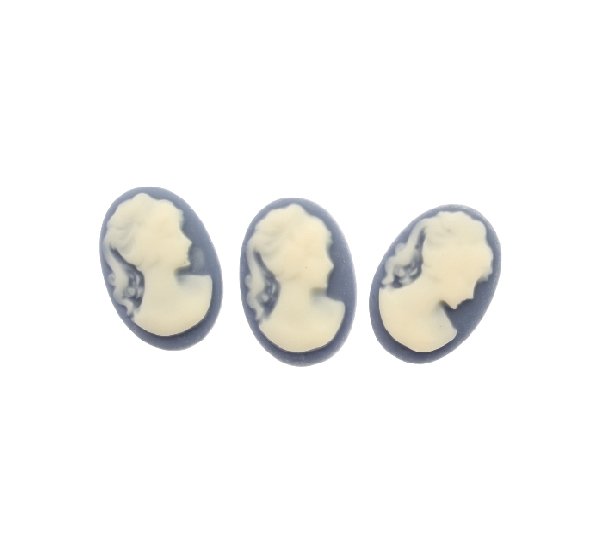 Cabochon a cameo ovale in resina, da incollo, color Blu chiaro