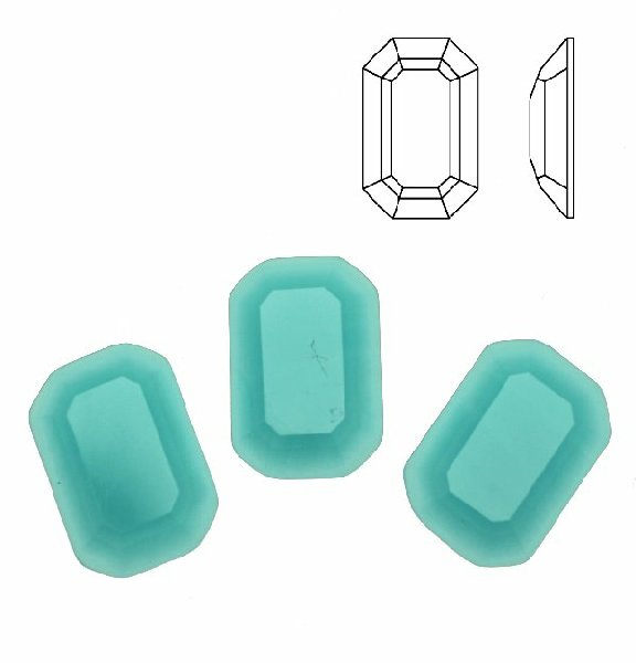 Cabochon rettangolare sfaccettato, in cristallo, colore AZZURRO OPALE