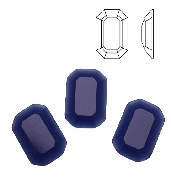 Cabochon rettangolare sfaccettato, in cristallo, colore BLU ELETTRICO OPALE