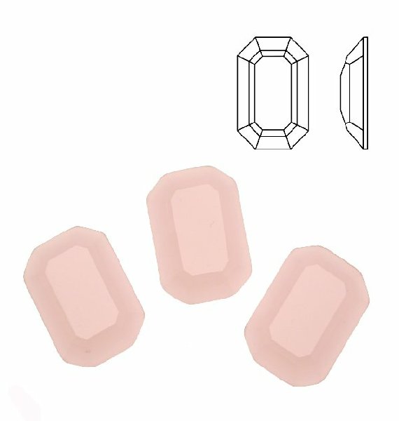 Cabochon rettangolare sfaccettato, in cristallo, colore ROSA OPALE