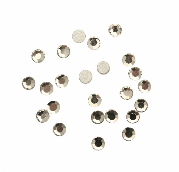 Strass tondo, piatto sotto, SS16 (4 mm.), in cristallo, colore CRYSTAL