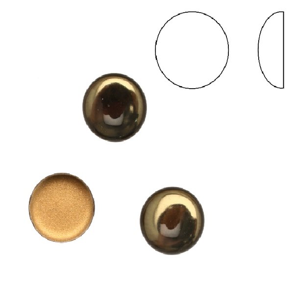 Cabochon tondo liscio, in cristallo, colore GRIGIO FUME'