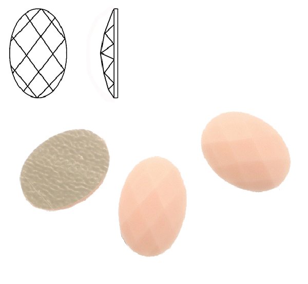 Cabochon ovale sfaccettato, termoadesivo, in resina, colore ROSA PASTELLO