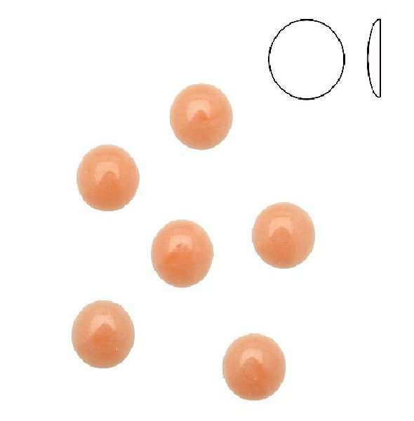 Cabochon tondo liscio, termoadesivo, in resina, colore ROSA SALMONE PERLATO
