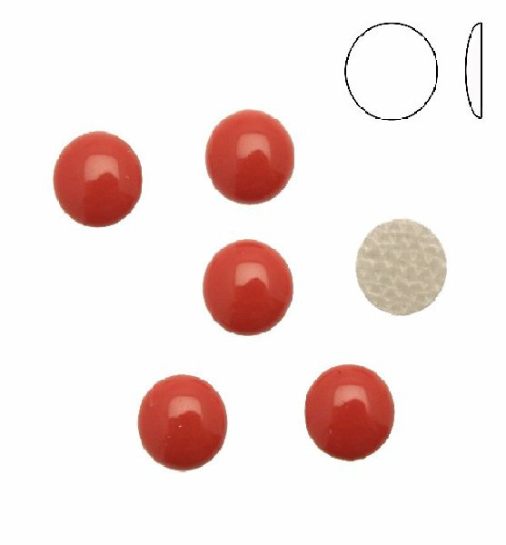 Cabochon tondo liscio, termoadesivo, in resina, colore DARK ORANGE