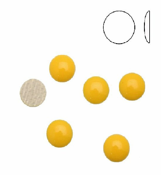 Cabochon tondo liscio, termoadesivo, in resina, colore GIALLO OCRA