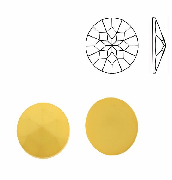 Cabochon tondo sfaccettato, in resina, colore GIALLO