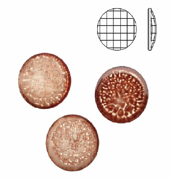 Cabochon tondo sfaccettato, in resina, colore MARRONE NUVOLATO IN BIANCO