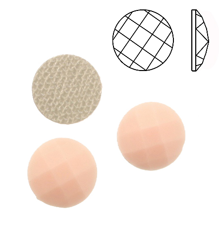 Cabochon tondo sfaccettato, termoadesivo, in resina, colore ROSA PASTELLO