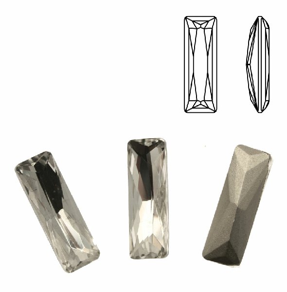 Gemma a baguette rettangolare, in cristallo, colore CRYSTAL