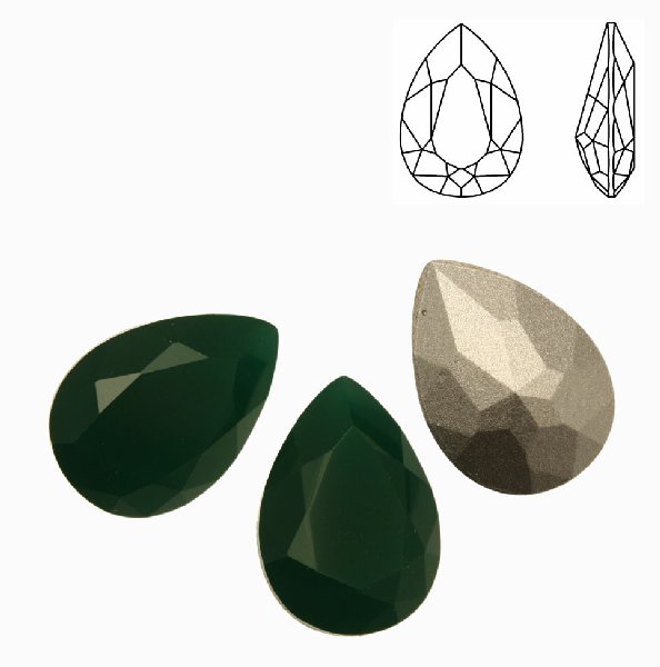 Gemma a goccia sfaccettata, in cristallo, colore PALACE GREEN OPAL