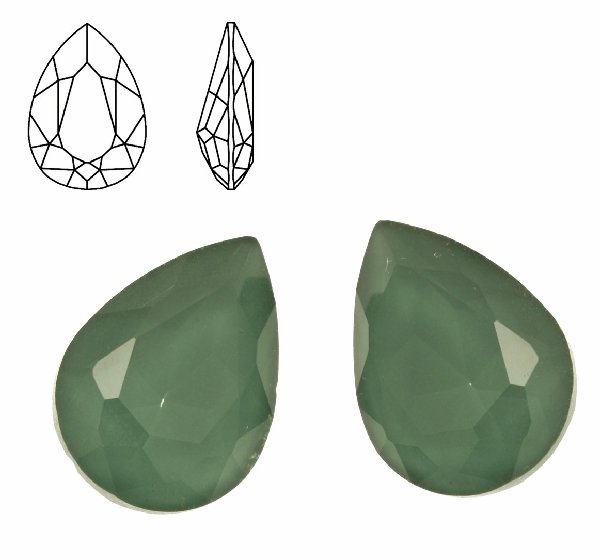 Gemma a goccia sfaccettata, in cristallo, colore VERDE ERINITE