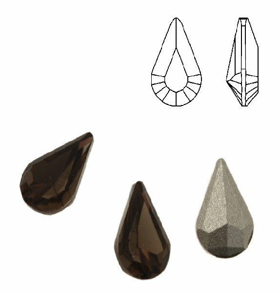 Gemma a goccia piccola sfaccettata, in cristallo, colore SMOKY QUARTZ