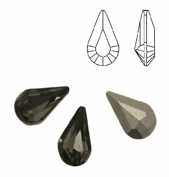 Gemma a goccia piccola sfaccettata, in cristallo, colore BLACK DIAMOND