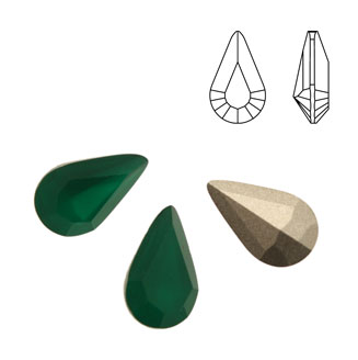 Gemma a goccia piccola sfaccettata, in cristallo, colore PALACE GREEN OPAL