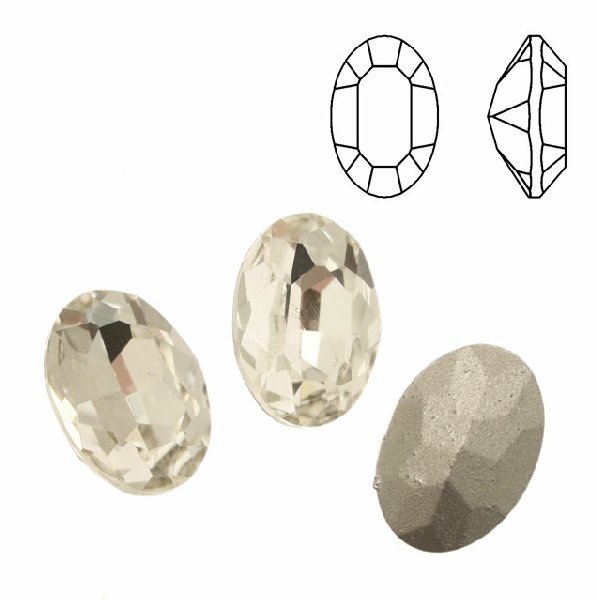 Gemma ovale sfaccettata, in cristallo, colore CRYSTAL