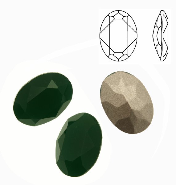 Gemma ovale sfaccettata, in cristallo, colore PALACE GREEN OPAL