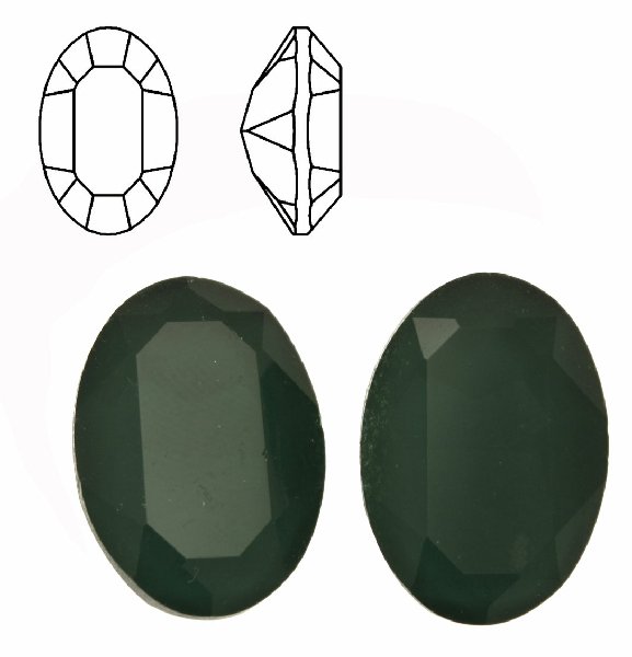Gemma ovale sfaccettata, in cristallo, colore VERDE SCURO