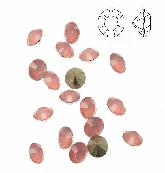 Gemma tonda conica sfaccettata, in plexiglass, colore ROSA OPAL