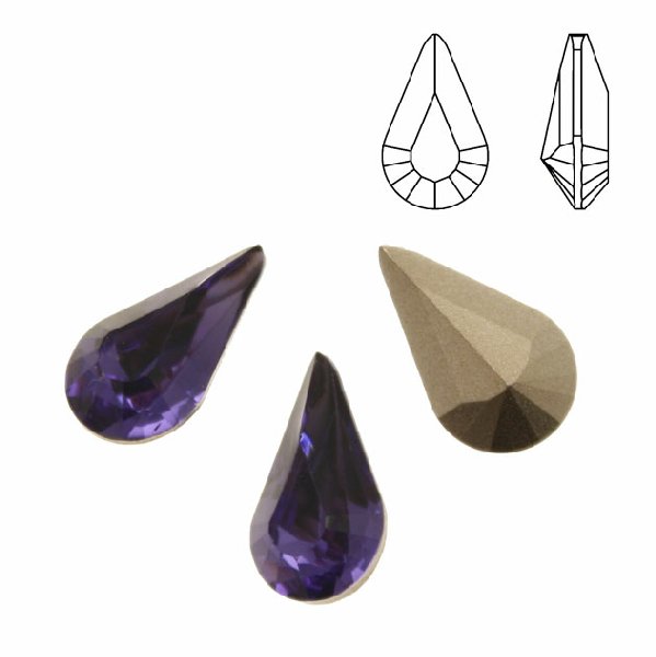 Gemma a goccia sfaccettata, in resina, colore TANZANITE
