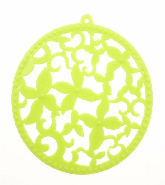 Filigrana tonda con un anello, in resina, 63 mm., colore Verde chiaro fluorescente