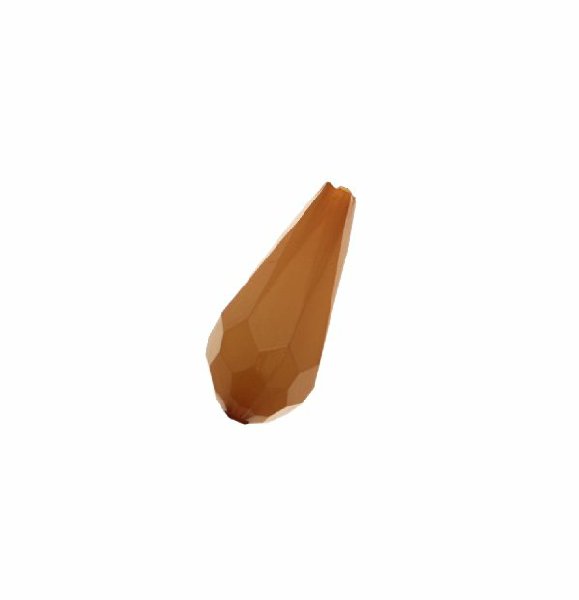 Goccia allungata sfaccettata, con foro passante, in resina, 26x12 mm., color Marrone opale