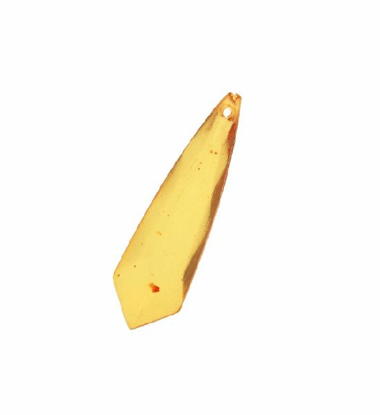 Goccia piatta lunga, con foro in testa, in resina, 12x39 mm., color Giallo trasparente