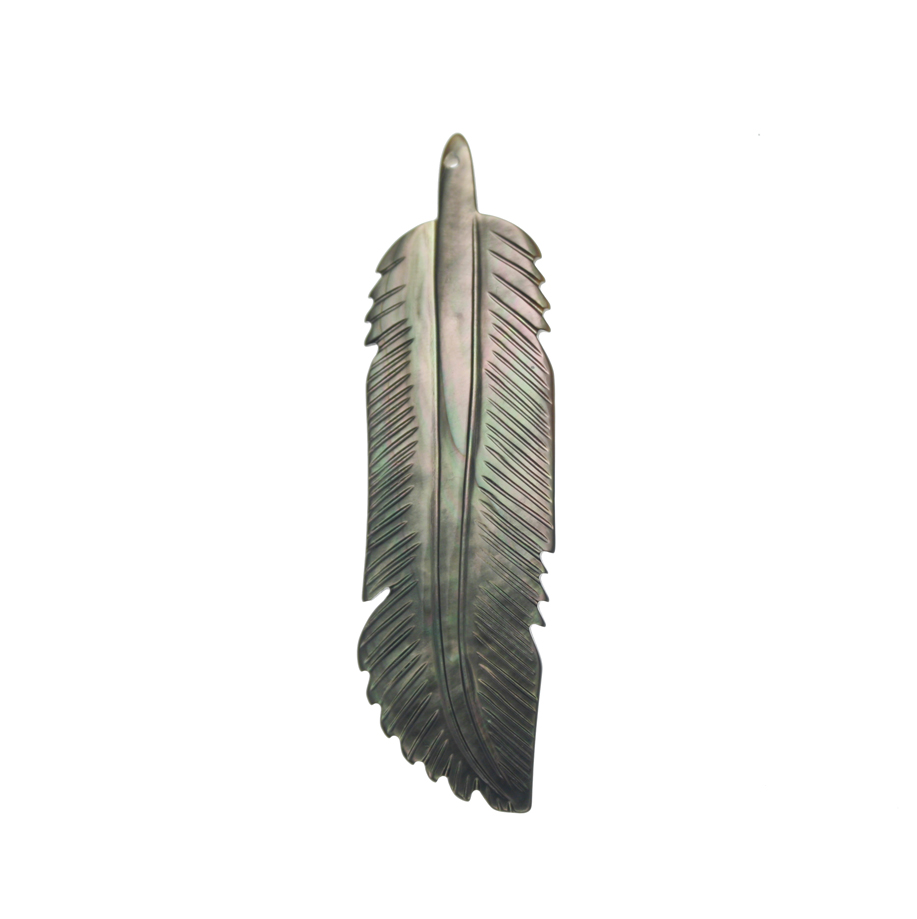 Piuma in Madreperla, gigante, 20x70mm., colore Grigio Madreperlato