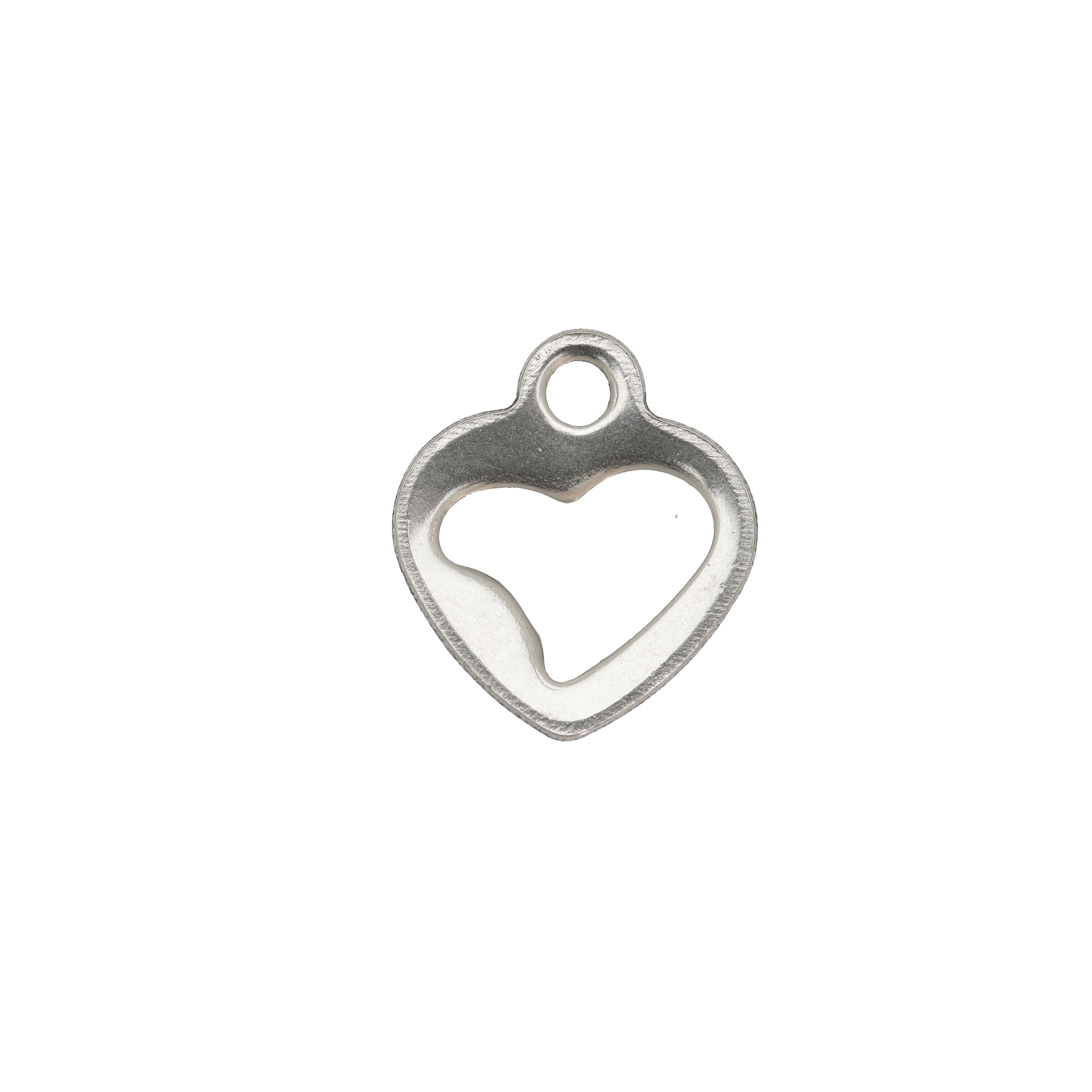 Ciondolo, in Acciaio, a forma di cuore piatto, forato, 10x11 mm.