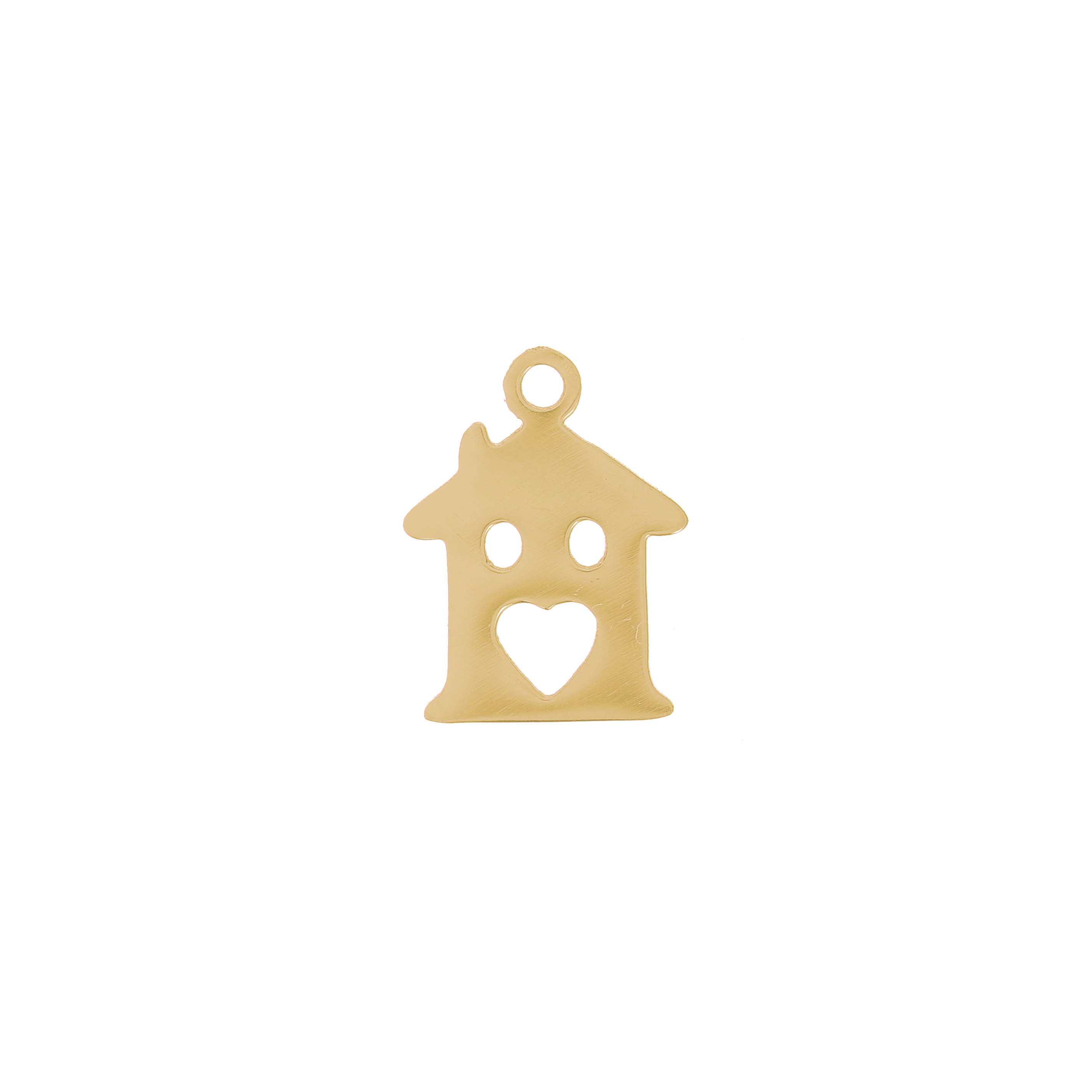 Ciondolo a forma di casa con porta a forma di cuore, 10x8 mm., in Acciaio