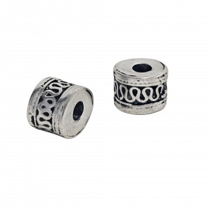 Distanziatore a tubo gigante con disegno centrale a onde laterali, 13x14 mm. foro largo