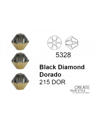 Swarovski Bicono BLACK DIAMOND DORADO - 5328