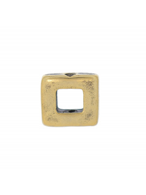 Quadrato liscio, piatto e grosso, forato al centro, con foro passante, 14x14 mm.