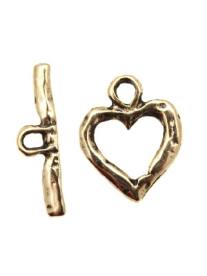 Chiusura a T a forma di cuore martellato 25x22 mm.