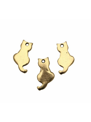 Ciondolo a forma di gattino liscio piatto, 10x18 mm.